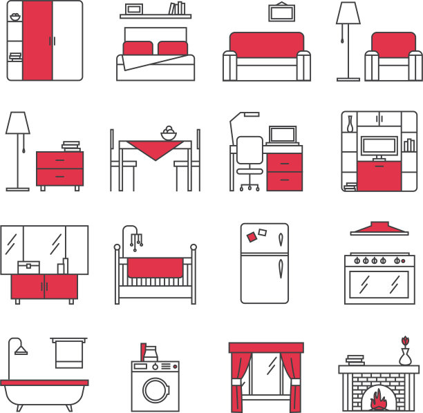 家具线条图标集图片下载