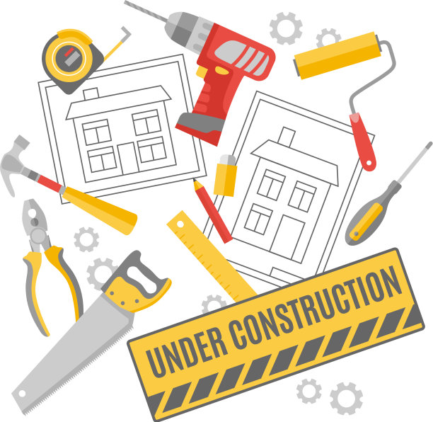 建筑工人用象形文字组成横幅图片下载