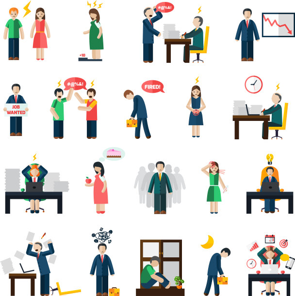 压力抑郁心理健康图标集合图片下载