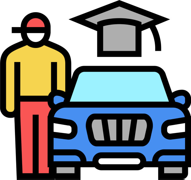 驾驶课青少年彩色图标图片下载