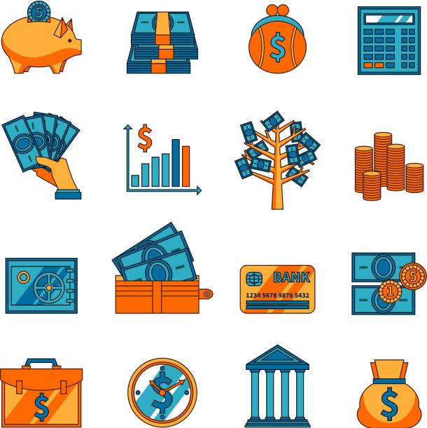 财务业务平面图标集图片下载
