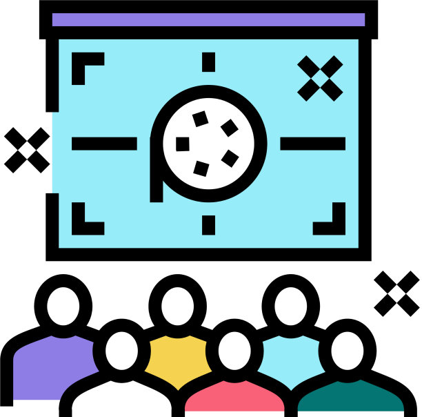 户外电影孩子聚会的颜色图标图片下载