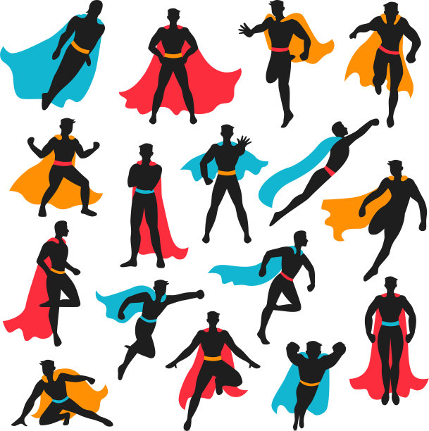 黑色超级英雄剪影图片下载