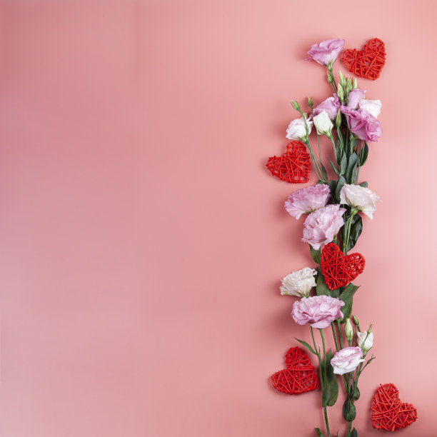 一束鲜花和爱心图片下载