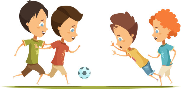 男孩玩卡通风格的足球图片下载