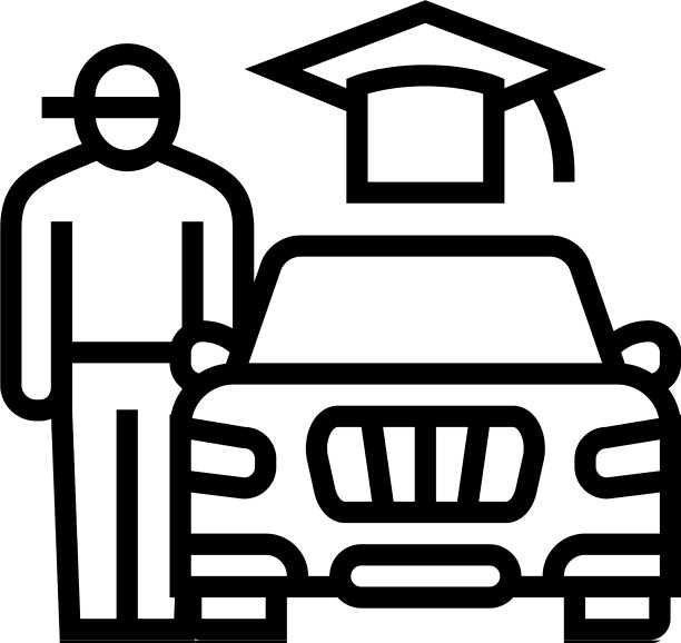 驾驶课程为青少年线图标图片下载