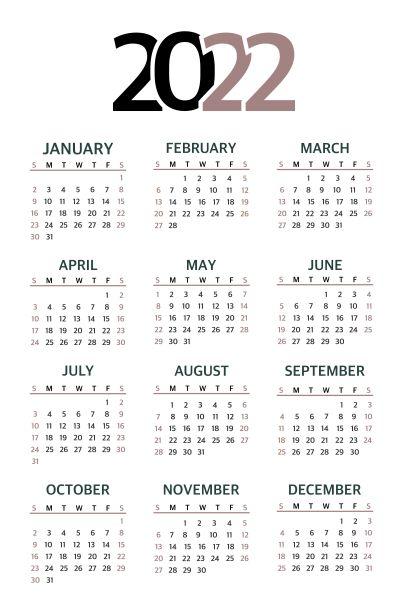 2022年日历时尚摩登。在白色背景上。一套2022年的桌面日历，一个挂历设计，一个计划表，周日开始的一周。矢量插图。图片下载