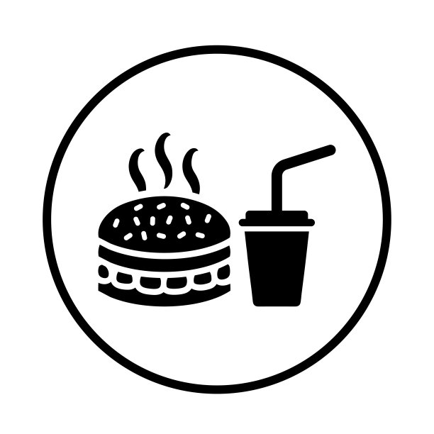 汉堡包快餐食品图标黑色版图片下载