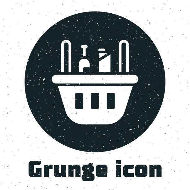 垃圾购物篮和食品图标孤立在一起图片下载