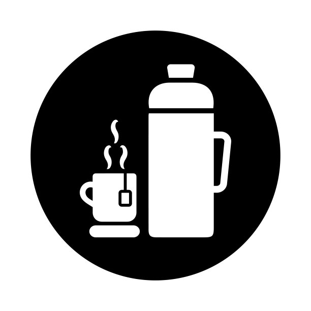 餐厅保温瓶茶图标黑色版图片下载