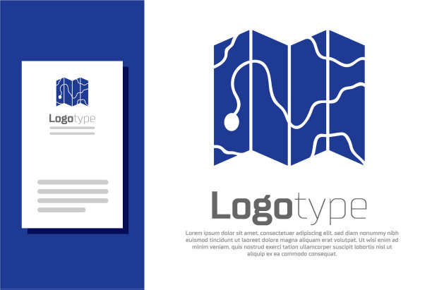 蓝色位置森林地图图标孤立图片下载