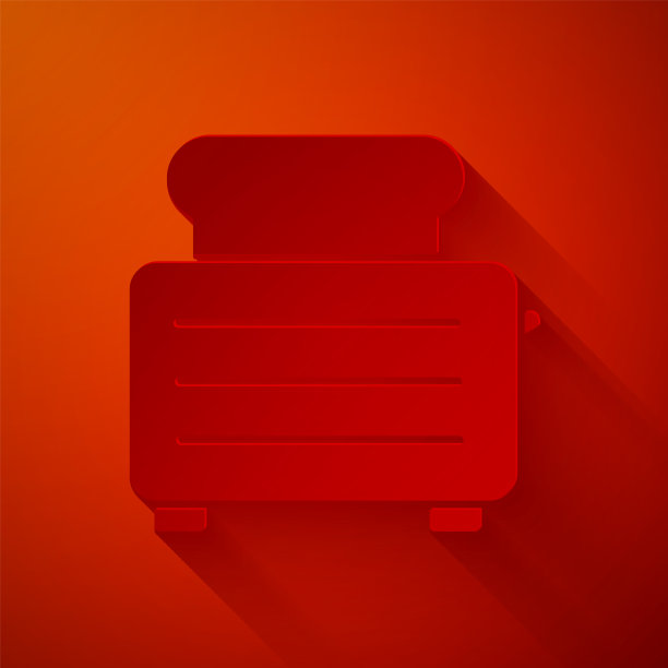 剪纸烤面包机与toast图标孤立在红色图片下载