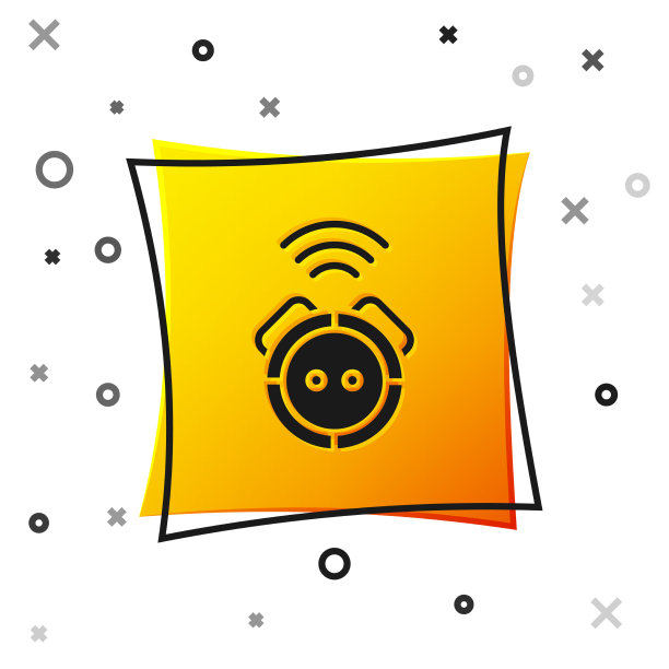 黑色机器人吸尘器图标隔离在白色上图片下载