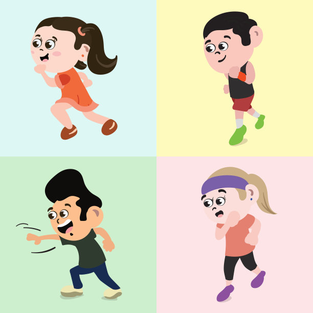 一组人在公园跑步以保持健康。健身狂慢跑女孩和男孩。图片下载