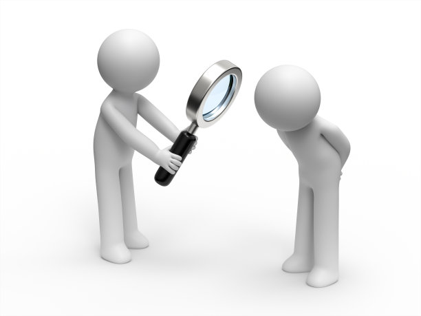 两个3d人用放大镜搜索。图片下载