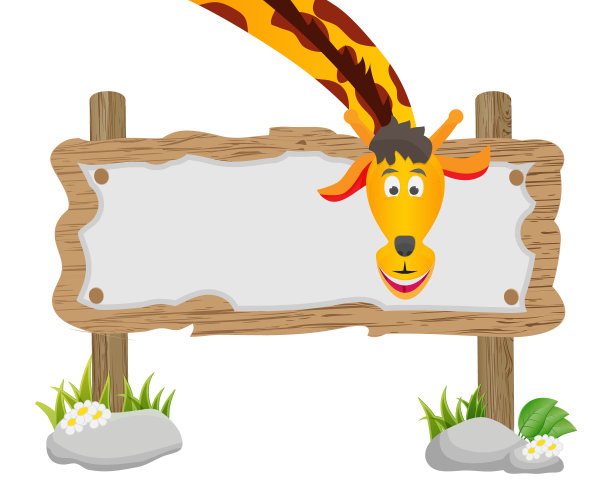 卡通长颈鹿和旗帜图片下载