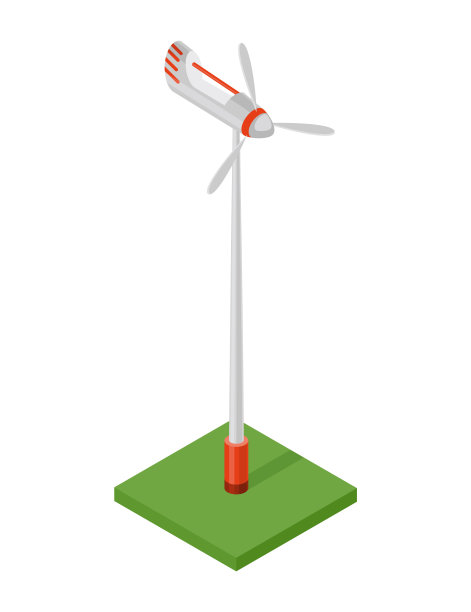 等距的风力涡轮机。清洁能源的概念。清洁生态力量。生态可再生的风力发电。网络图标图片下载