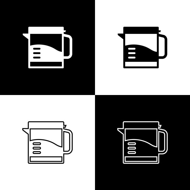 设置电水壶图标隔离在黑色和图片下载