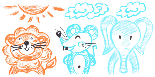 用蜡笔画的幼稚可爱的图画图片下载