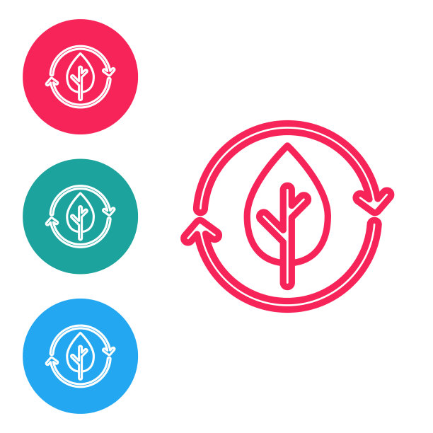 红线循环符号和叶子图标隔离上图片下载