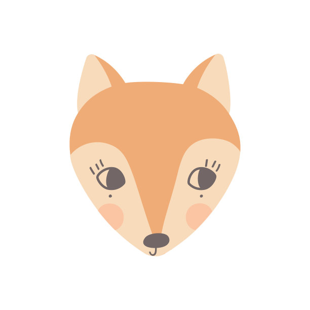 一张睁着眼睛的可爱狐狸的脸。一个有趣的动物的头。向量插图为婴儿衣服的设计，托儿所和海报图片下载