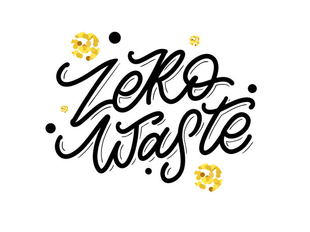 概念零浪费手写文本标题标志。矢量插图。图片下载