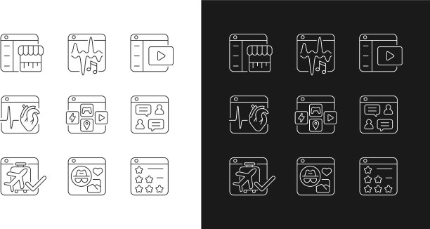 数字平台线性图标设置为黑暗和图片下载