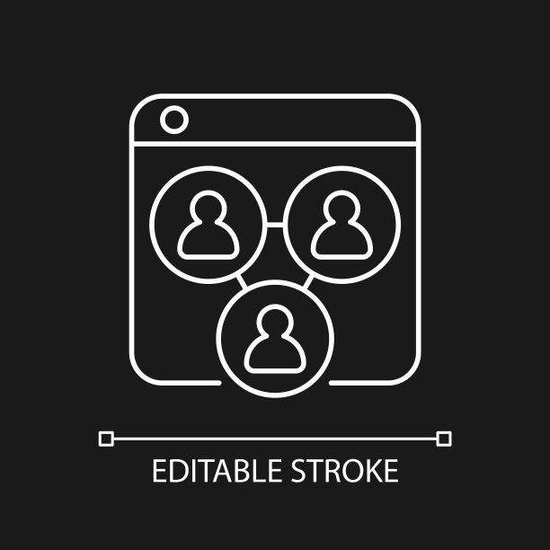 协作平台白色线性图标图片下载