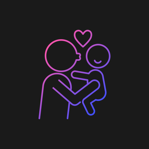 亲吻孩子脸颊上的梯度矢量图标为黑暗主题图片下载