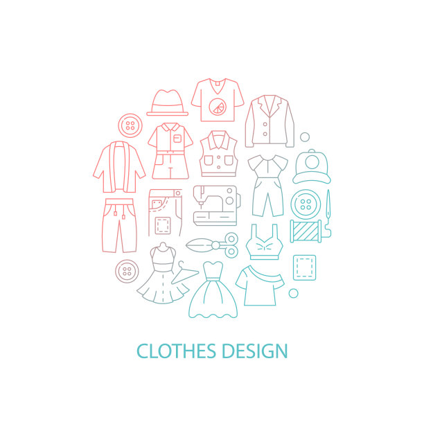 缝纫服装抽象梯度线性概念布局与标题图片下载