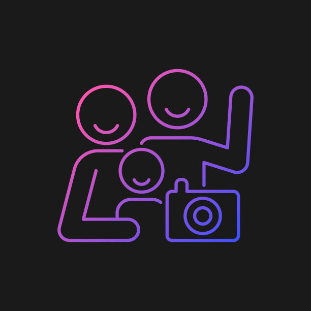 家庭照片渐变矢量图标的黑暗主题图片下载