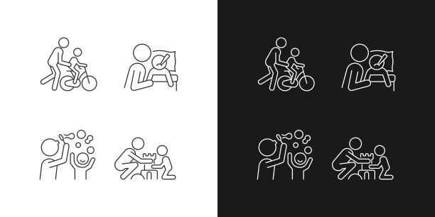 好的家长线性图标设置为黑暗和光明模式图片下载