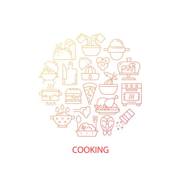 食物烹饪抽象梯度线性概念布局与标题图片下载
