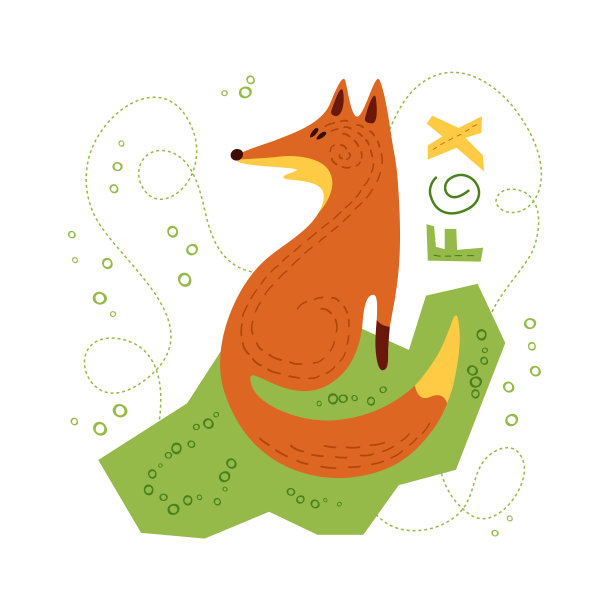 印有可爱的狐狸在平面风格。图片下载