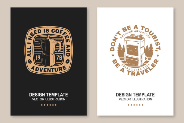 旅行励志语录集。向量。概念衬衫或标志，印刷，邮票或t。复古版式设计与复古相机，背包，指南针和山剪影。野营报价图片下载
