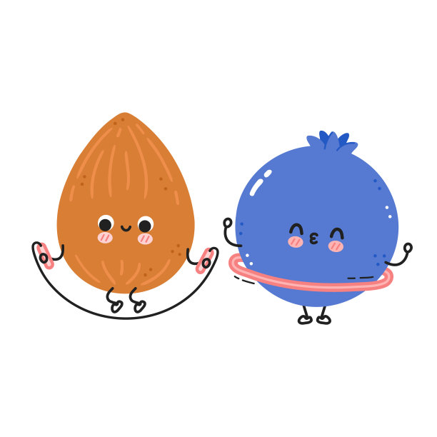 可爱有趣的蓝莓浆果与呼啦圈健身房图片下载