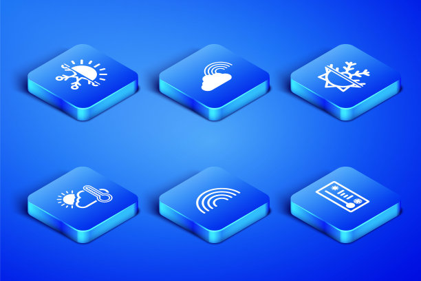 集气象温度计，太阳和雪花，彩虹，温度计云，太阳，与和图标。向量图片下载