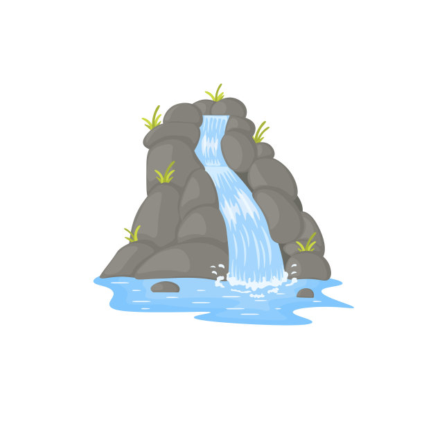 河流的瀑布从清澈的悬崖上倾泻而下图片下载