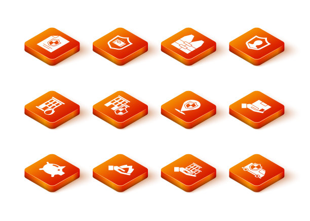 设置Piggy bank, Hand holding fire, fire burning house, house with shield, insurance, Location, Car and Delivery icon。向量图片下载