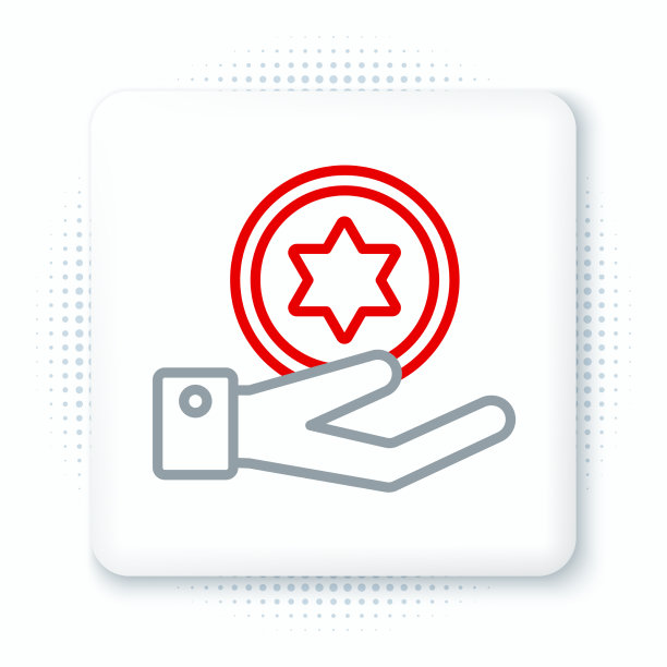 线犹太硬币上的图标孤立在白色图片下载