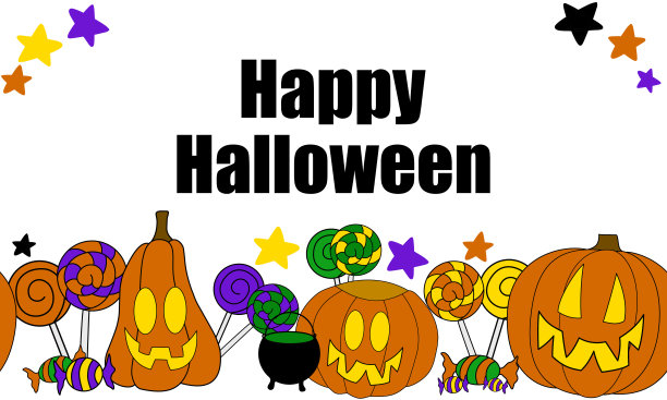 万圣节矢量剪贴画旗帜和问候设计图片下载