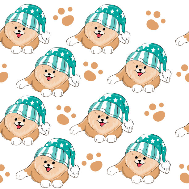 可爱的斯皮兹狗无缝模式。矢量插图的t恤设计，托儿所装饰。有趣的卡通动物图片下载