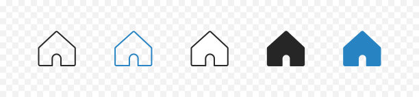 主图标设置在透明的背景上。平面上的矢量按钮插图图片下载