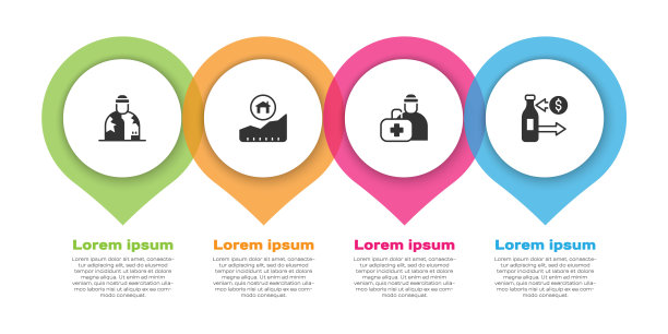 无家可归者，上涨的住房成本，急救箱和接待玻璃瓶。业务信息模板。向量图片下载