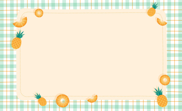 菠萝绿色格子图案纸背景框架边界。空白笔记矢量插图。可编辑的中风。图片下载