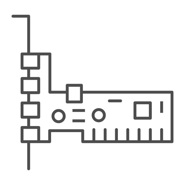 声卡细线图标，电子产品概念，白色背景上的音频卡矢量标志，移动概念和网页设计的轮廓样式图标。矢量图形。图片下载