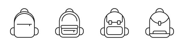 背包图标设置在白色背景上的线性风格孤立。背包上学或徒步旅行。矢量图图片下载