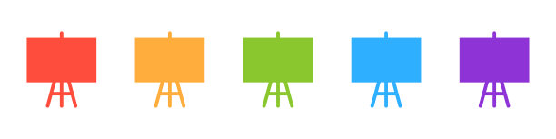 木制框架的一组黑板图标。不同颜色的学校董事会图标。矢量图图片下载