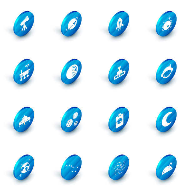 设置行星，火箭船与火，火星漫游者，飞碟飞行宇宙飞船，地球结构，宇航员头盔和图标。向量图片下载