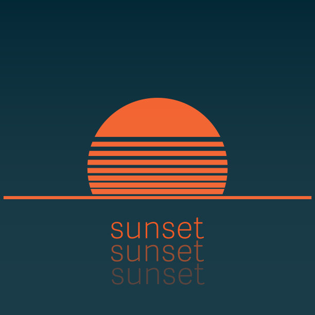 抽象的橙色和蓝色日落图标图片下载